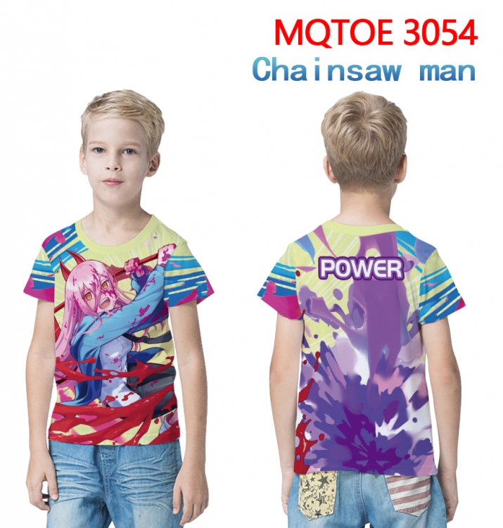 Chainsaw man full-color printed short-sleeved T-shirt 60 80 100 120 140 160 6 sizes for children MQTOE-3054