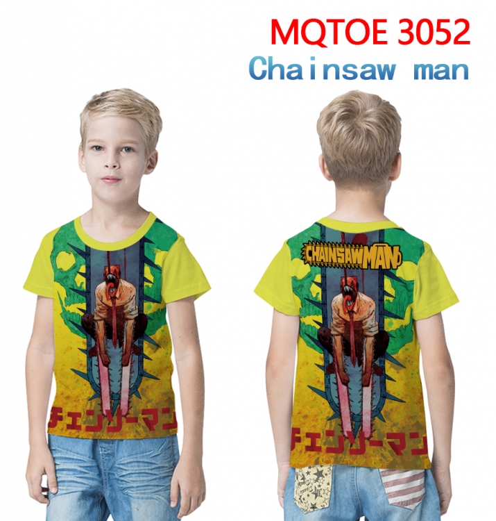 Chainsaw man full-color printed short-sleeved T-shirt 60 80 100 120 140 160 6 sizes for children  MQTOE-3052