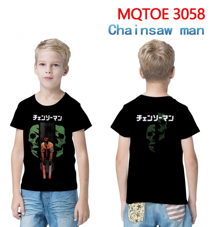 Chainsaw man full-color printed short-sleeved T-shirt 60 80 100 120 140 160 6 sizes for children  MQTOE-3058