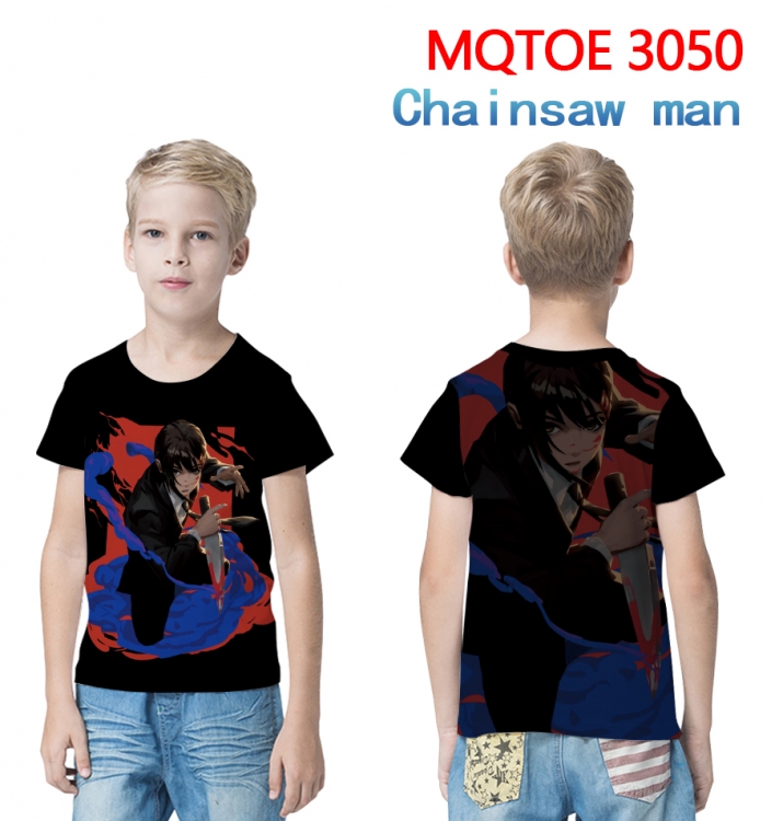 Chainsaw man full-color printed short-sleeved T-shirt 60 80 100 120 140 160 6 sizes for children MQTOE-3050