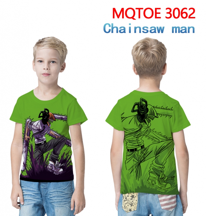 Chainsaw man full-color printed short-sleeved T-shirt 60 80 100 120 140 160 6 sizes for children MQTOE-3062