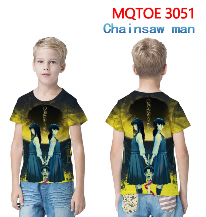 Chainsaw man full-color printed short-sleeved T-shirt 60 80 100 120 140 160 6 sizes for children  MQTOE-3051