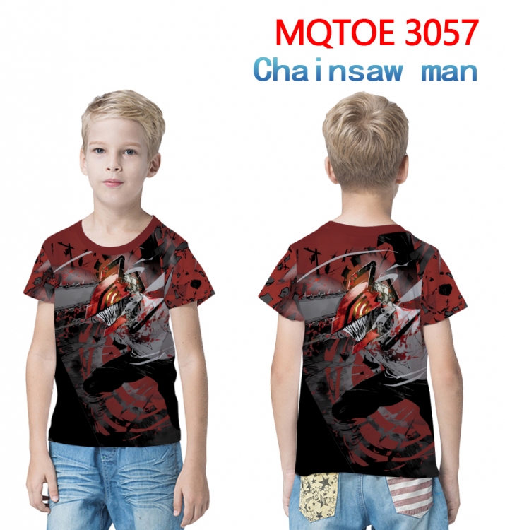 Chainsaw man full-color printed short-sleeved T-shirt 60 80 100 120 140 160 6 sizes for children MQTOE-3057