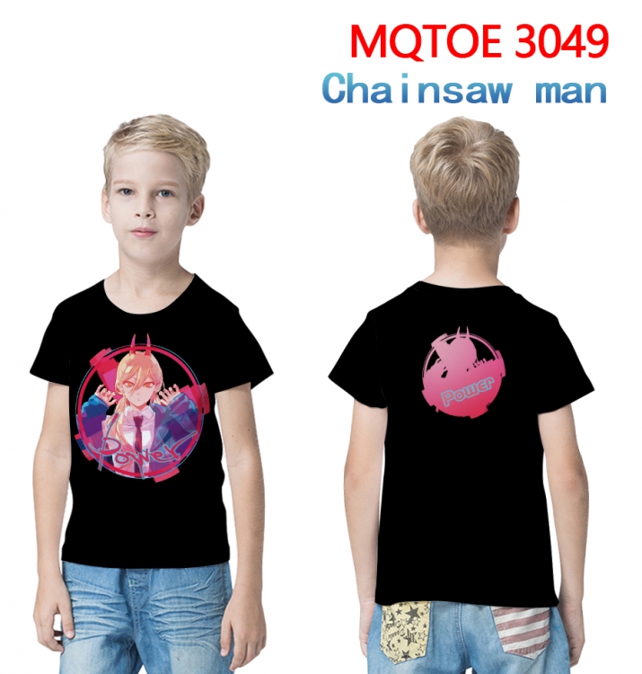 Chainsaw man full-color printed short-sleeved T-shirt 60 80 100 120 140 160 6 sizes for children MQTOE-3049