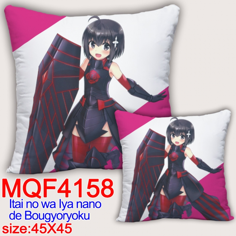 Because Im too afraid of pain, I need to have full defense Anime square full-color pillow cushion 45X45CM NO FILLING