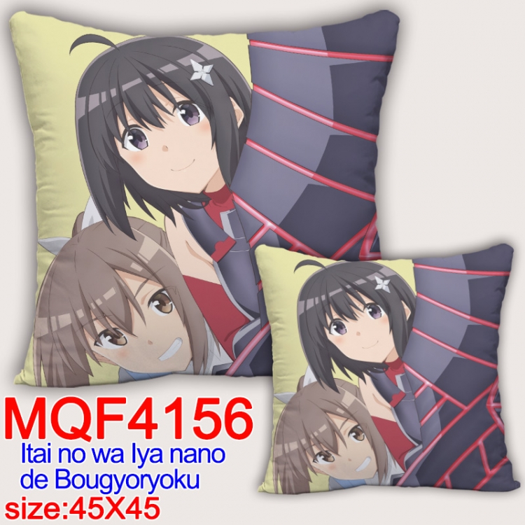 Because Im too afraid of pain, I need to have full defense Anime square full-color pillow cushion 45X45CM NO FILLING