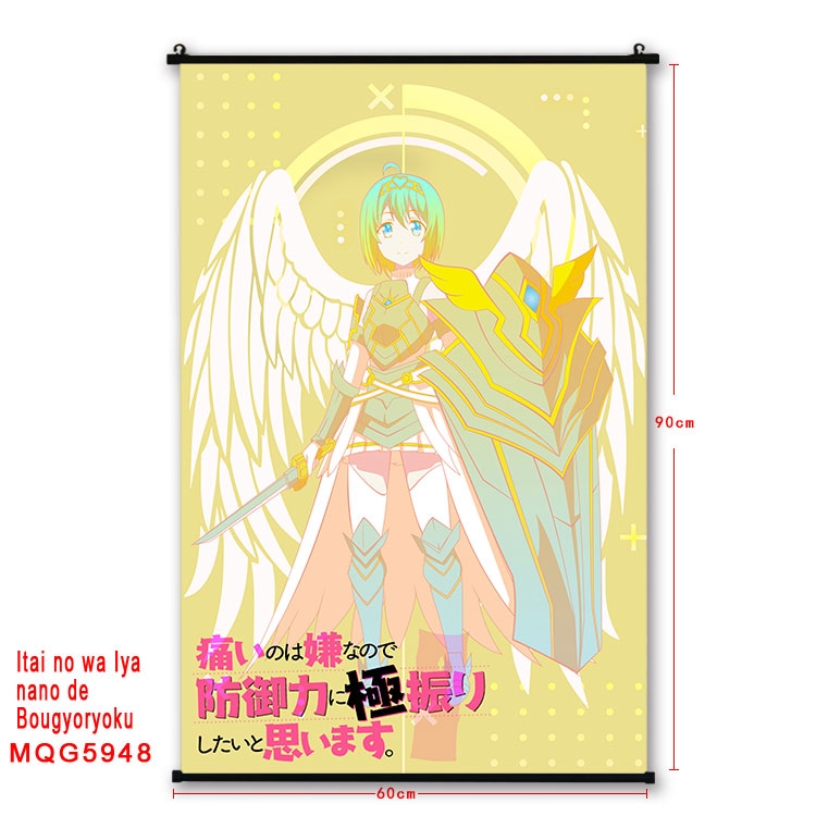 Because Im too afraid of pain, I need to have full defense Anime black Plastic rod Cloth painting Wall Scroll 60X90CM