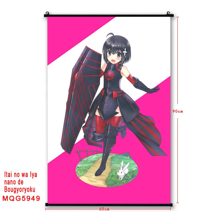 Because Im too afraid of pain, I need to have full defense Anime black Plastic rod Cloth painting Wall Scroll 60X90CM