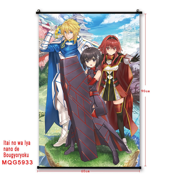 Because Im too afraid of pain, I need to have full defense Anime black Plastic rod Cloth painting Wall Scroll 60X90CM