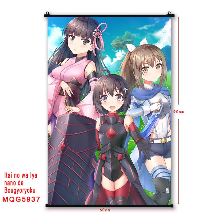 Because Im too afraid of pain, I need to have full defense Anime black Plastic rod Cloth painting Wall Scroll 60X90CM