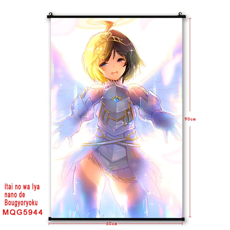 Because Im too afraid of pain, I need to have full defense Anime black Plastic rod Cloth painting Wall Scroll 60X90CM