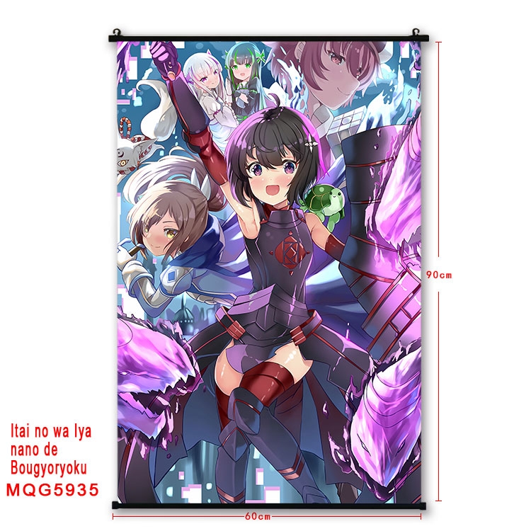 Because Im too afraid of pain, I need to have full defense Anime black Plastic rod Cloth painting Wall Scroll 60X90CM