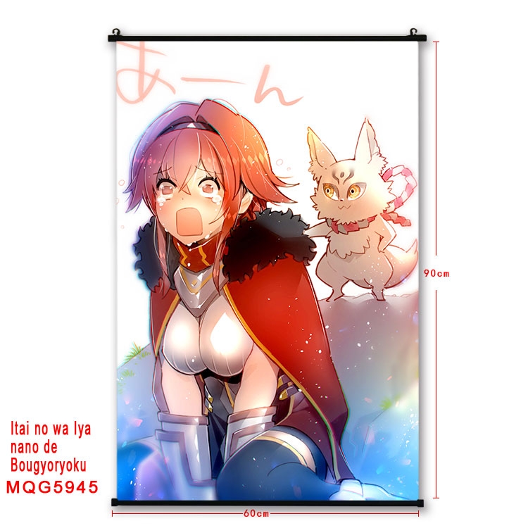 Because Im too afraid of pain, I need to have full defense Anime black Plastic rod Cloth painting Wall Scroll 60X90CM