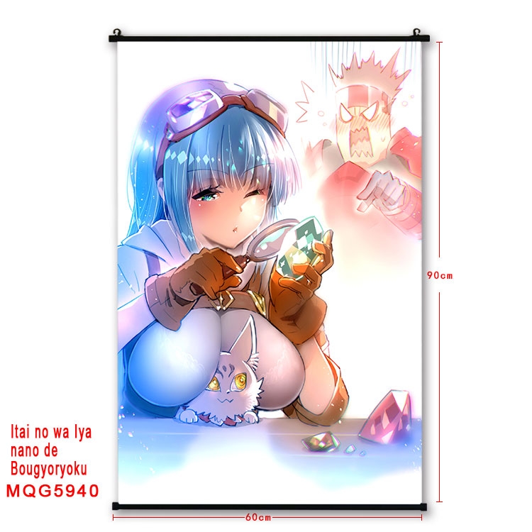 Because Im too afraid of pain, I need to have full defense Anime black Plastic rod Cloth painting Wall Scroll 60X90CM