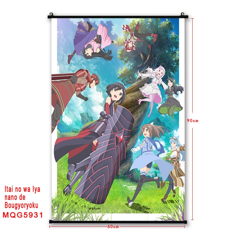 Because Im too afraid of pain, I need to have full defense Anime black Plastic rod Cloth painting Wall Scroll 60X90CM