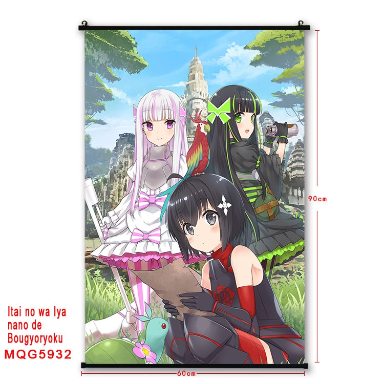 Because Im too afraid of pain, I need to have full defense Anime black Plastic rod Cloth painting Wall Scroll 60X90CM