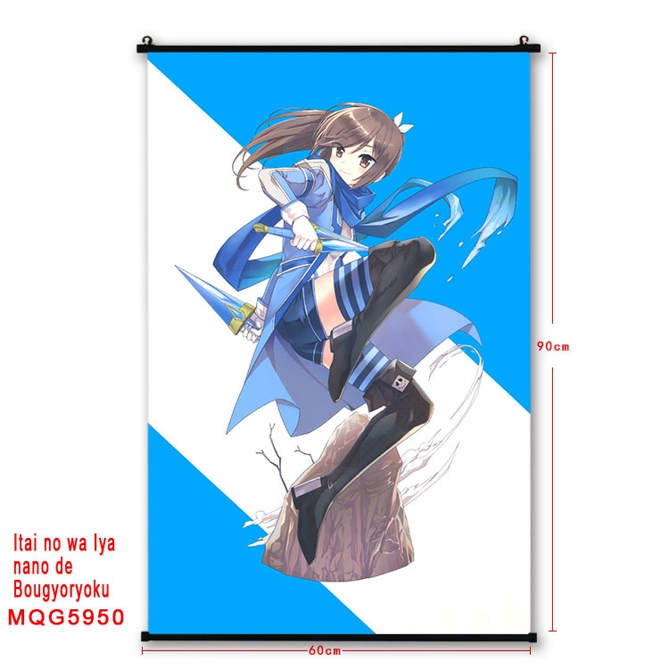 Because Im too afraid of pain, I need to have full defense Anime black Plastic rod Cloth painting Wall Scroll 60X90CM