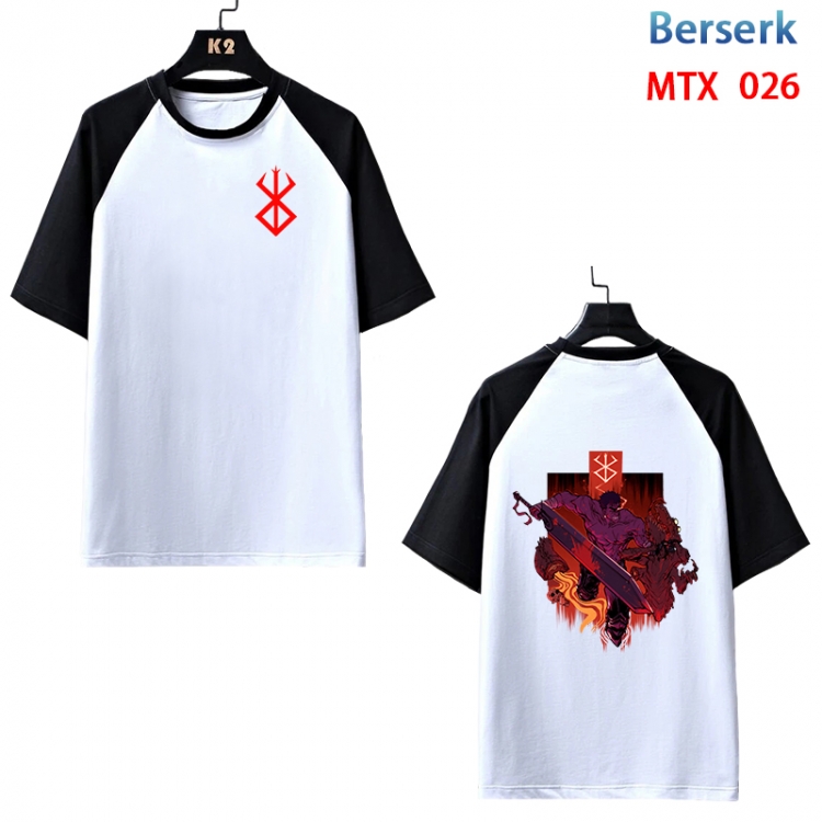 Berserk Anime raglan sleeve cotton T-shirt from XS to 3XL MTX-026