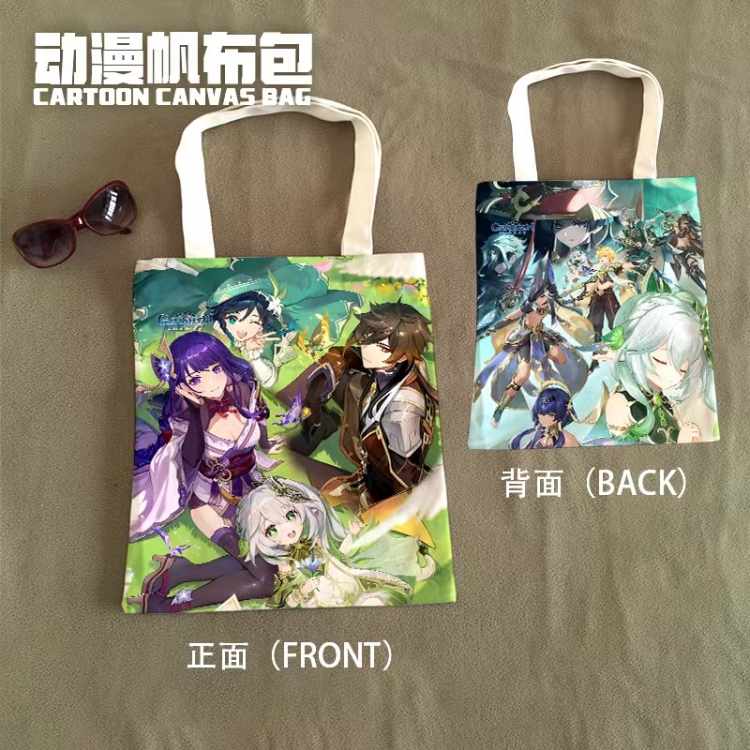 Genshin Impact Anime Canvas Bag Shoulder Shopping Bag 33x37cm