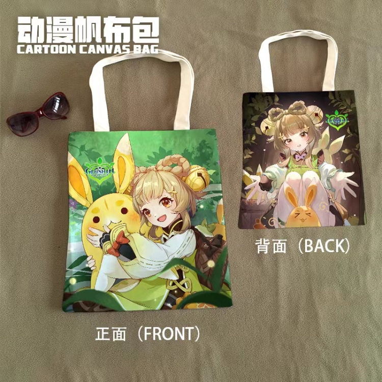 Genshin Impact Anime Canvas Bag Shoulder Shopping Bag 33x37cm