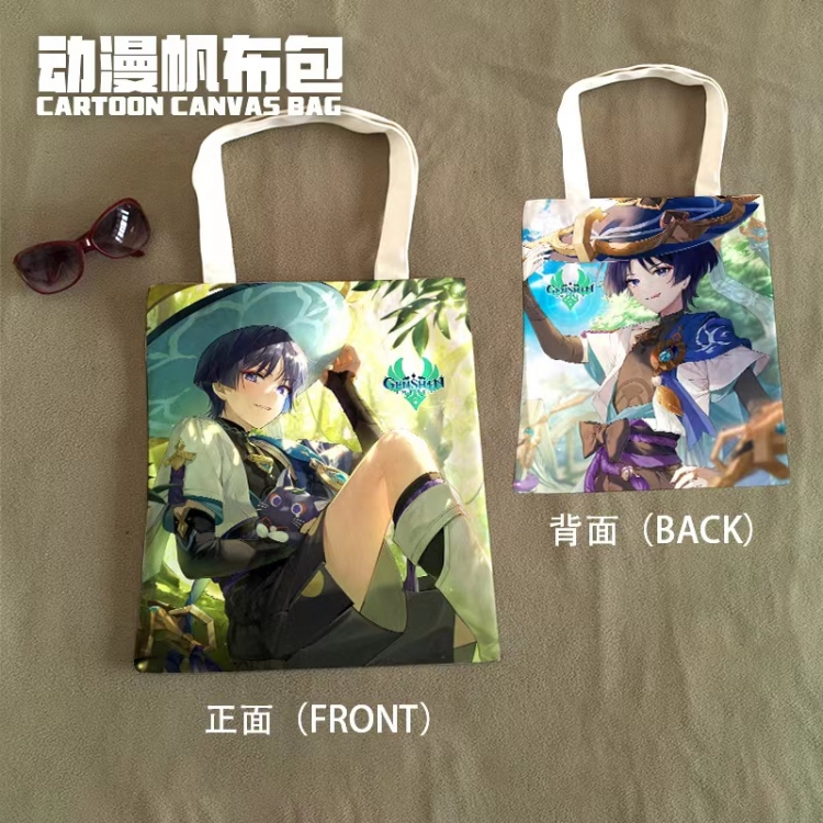 Genshin Impact Anime Canvas Bag Shoulder Shopping Bag 33x37cm