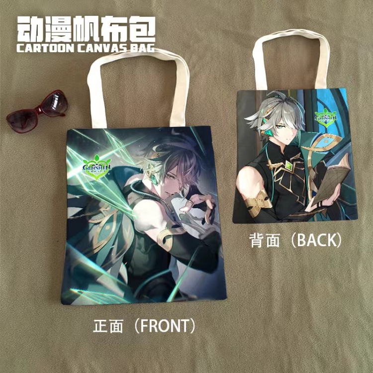 Genshin Impact Anime Canvas Bag Shoulder Shopping Bag 33x37cm