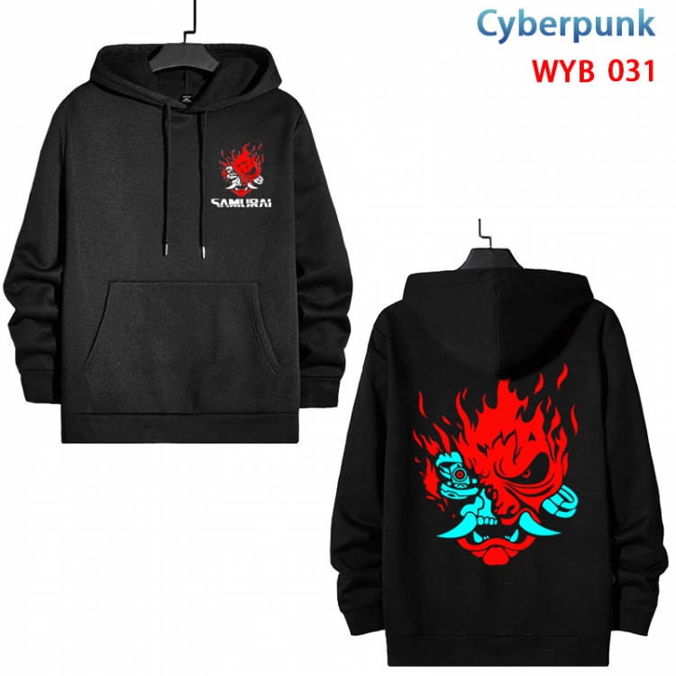 Cyberpunk Cotton Hooded Patch Pocket Sweatshirt from S to 3XL WYB-031