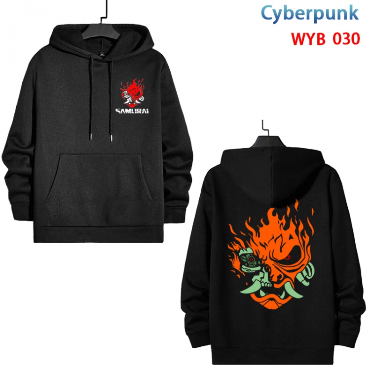 Cyberpunk Cotton Hooded Patch Pocket Sweatshirt from S to 3XL WYB-030