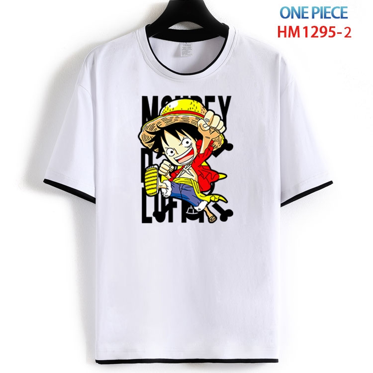 One Piece Cotton round neck black and white edge short sleeve T-shirt from S to 6XL HM 1295 2