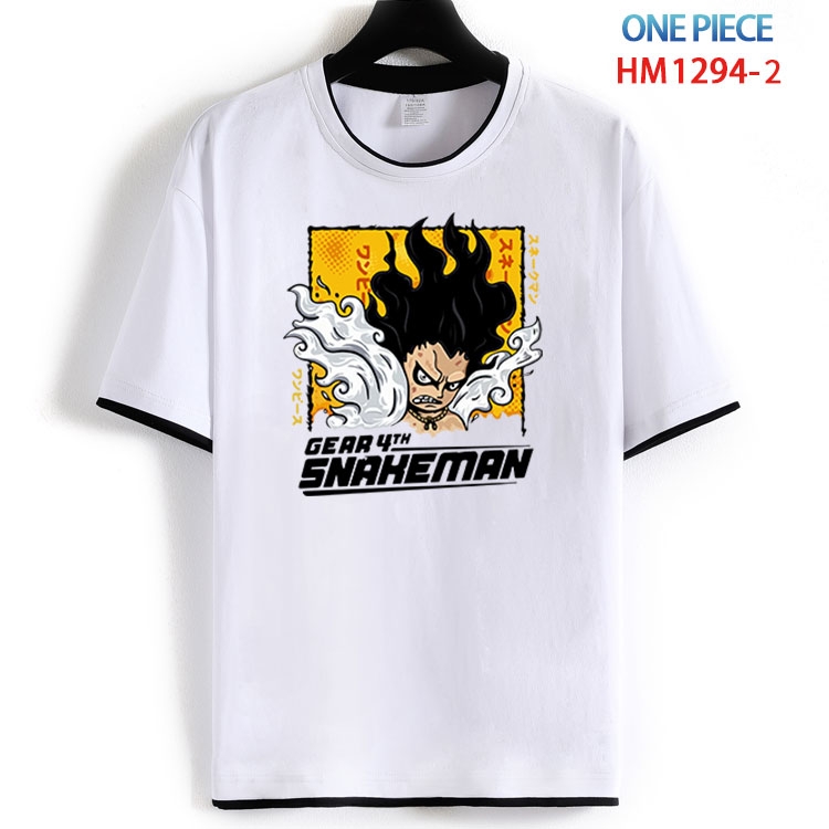 One Piece Cotton round neck black and white edge short sleeve T-shirt from S to 6XL  HM 1294 2