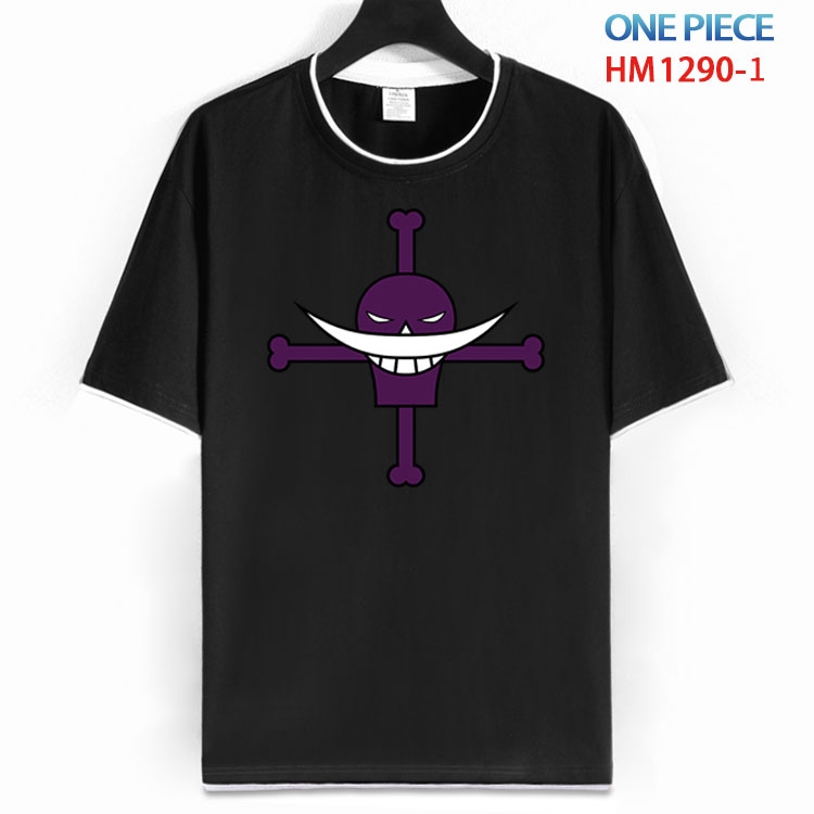 One Piece Cotton round neck black and white edge short sleeve T-shirt from S to 6XL HM 1290 1