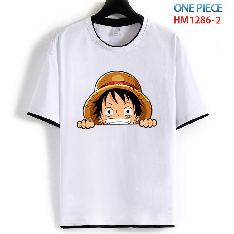 One Piece Cotton round neck black and white edge short sleeve T-shirt from S to 6XL HM 1286 2