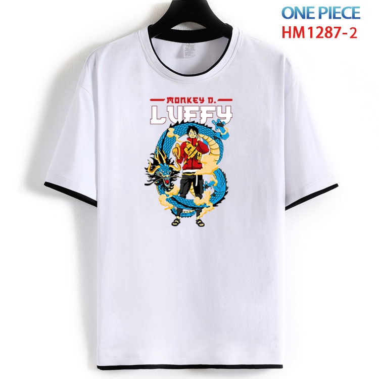 One Piece Cotton round neck black and white edge short sleeve T-shirt from S to 6XL HM 1287 2