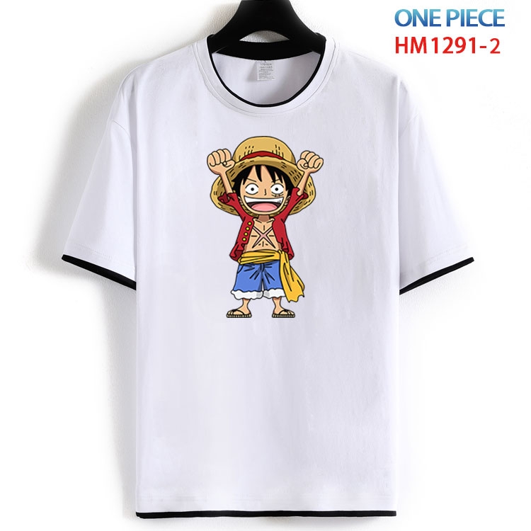 One Piece Cotton round neck black and white edge short sleeve T-shirt from S to 6XL HM 1291 2