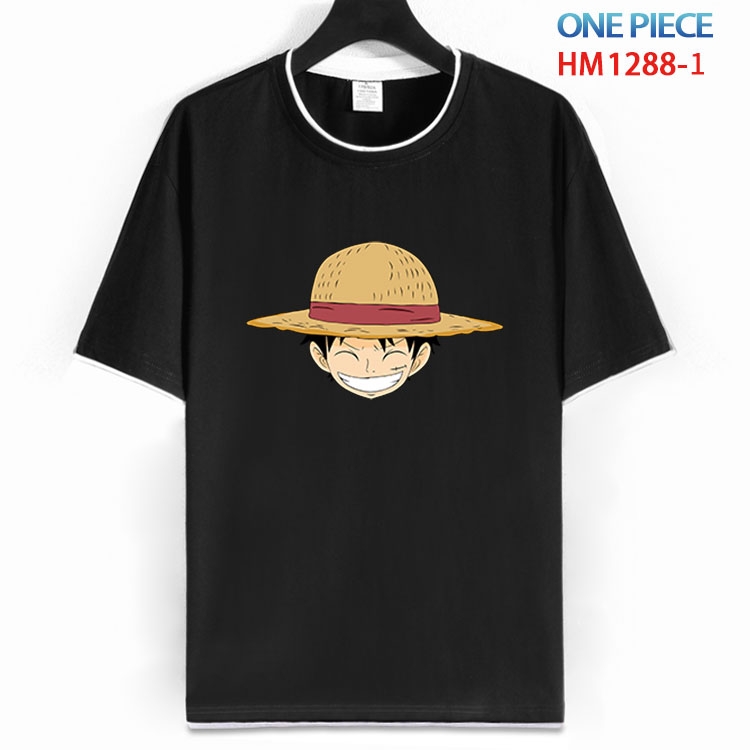 One Piece Cotton round neck black and white edge short sleeve T-shirt from S to 6XL  HM 1288 1