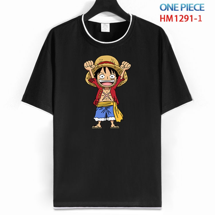 One Piece Cotton round neck black and white edge short sleeve T-shirt from S to 6XL  HM 1291 1