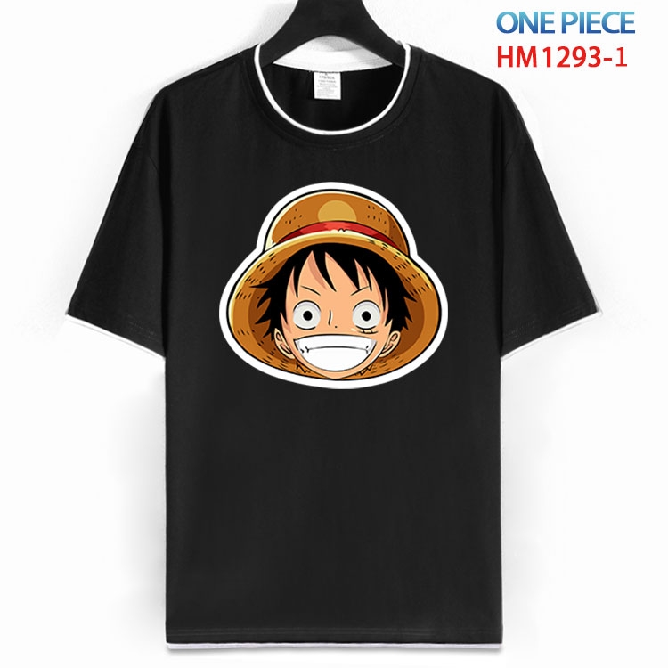 One Piece Cotton round neck black and white edge short sleeve T-shirt from S to 6XL HM 1293 1