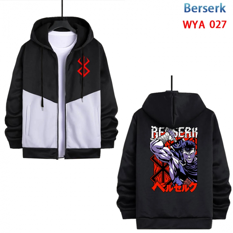 Berserk Anime cotton zipper patch pocket sweater from S to 3XL MYA-027-2