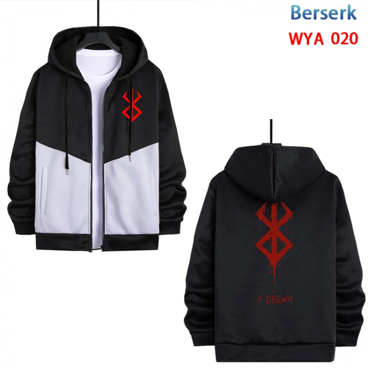 Berserk Anime cotton zipper patch pocket sweater from S to 3XL MYA-020-2