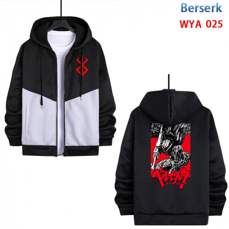 Berserk Anime cotton zipper patch pocket sweater from S to 3XL MYA-025-2