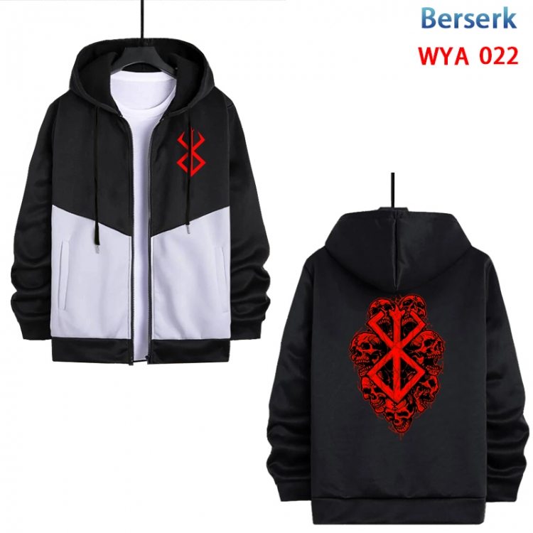 Berserk Anime cotton zipper patch pocket sweater from S to 3XL MYA-022-2