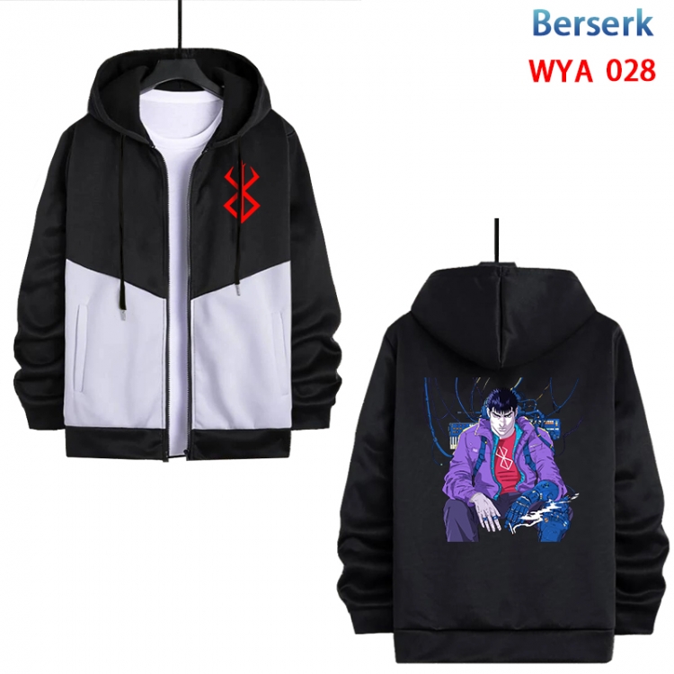 Berserk Anime cotton zipper patch pocket sweater from S to 3XL MYA-028-2