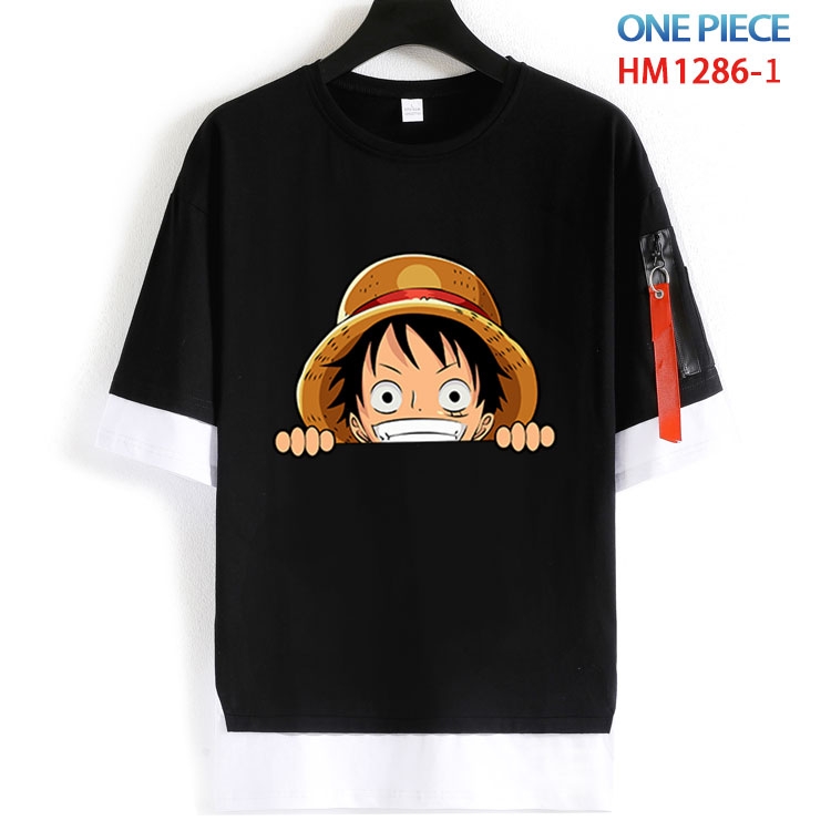 One Piece Cotton round neck fake two short-sleeved T-shirts from S to 6XL HM 1286 1