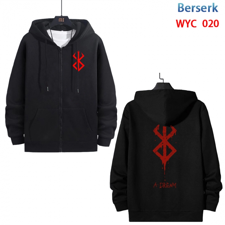 Berserk Anime cotton zipper patch pocket sweater from S to 3XL MYC-020