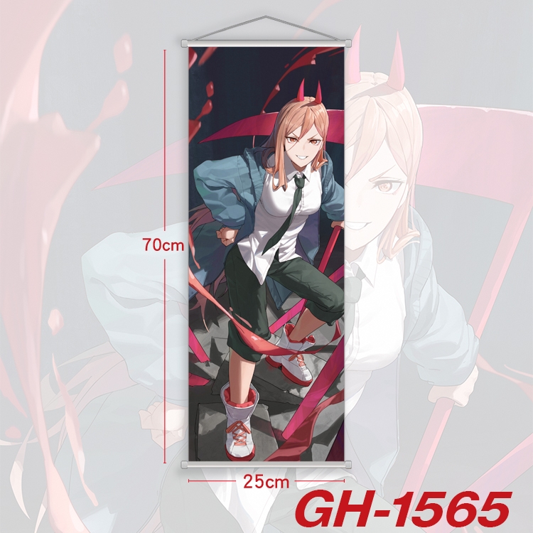 Chainsaw man Plastic Rod Cloth Small Hanging Canvas Painting Wall Scroll 25x70cm price for 5 pcs GH-1565A