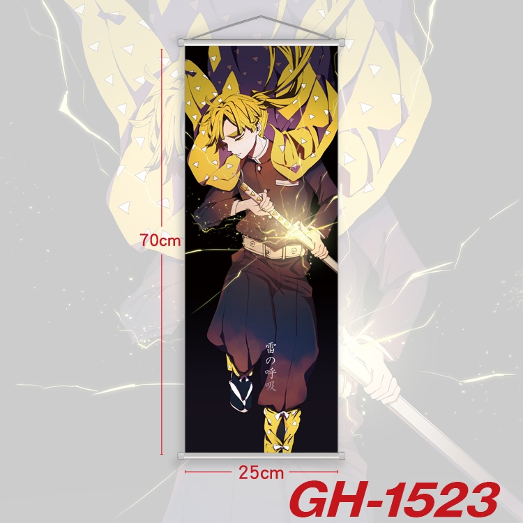 Demon Slayer Kimets Plastic Rod Cloth Small Hanging Canvas Painting Wall Scroll 25x70cm price for 5 pcs GH-1523A