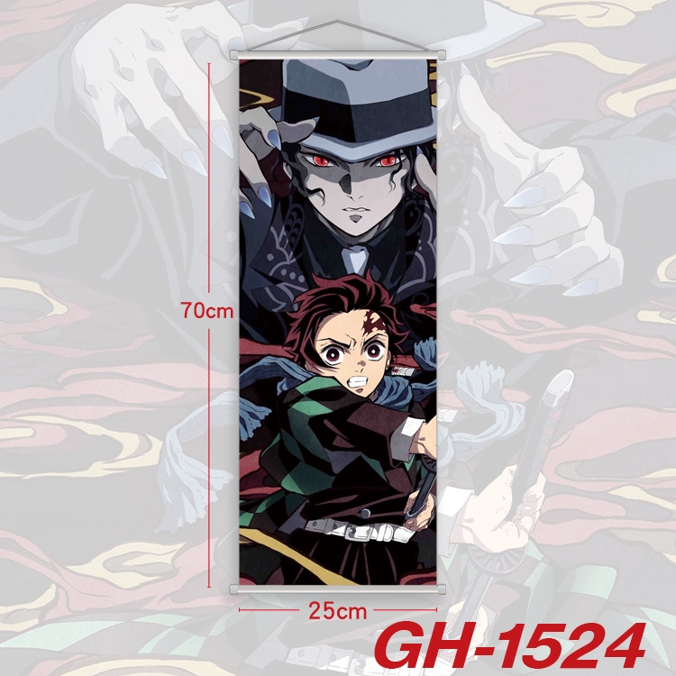 Demon Slayer Kimets Plastic Rod Cloth Small Hanging Canvas Painting Wall Scroll 25x70cm price for 5 pcs  GH-1524A