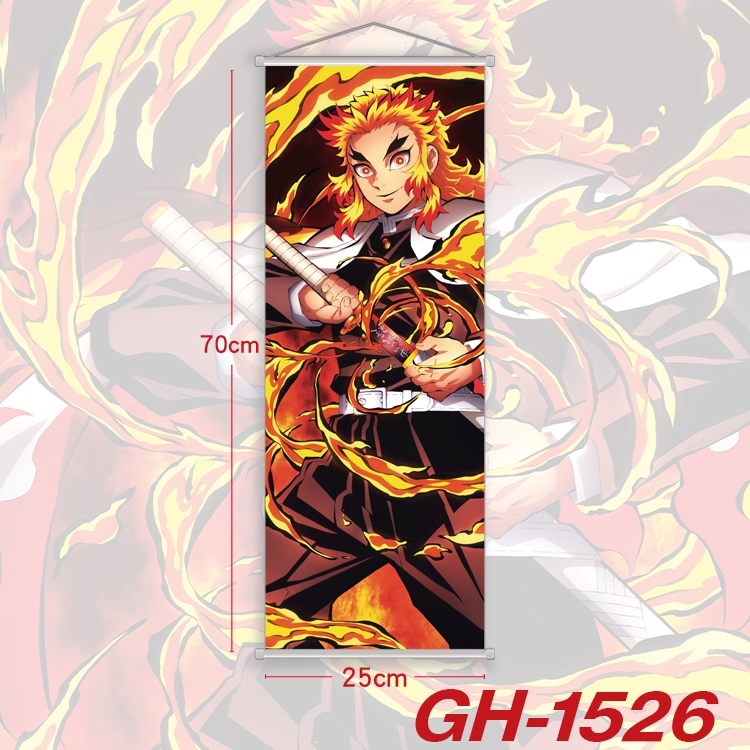 Demon Slayer Kimets Plastic Rod Cloth Small Hanging Canvas Painting Wall Scroll 25x70cm price for 5 pcs  GH-1526A