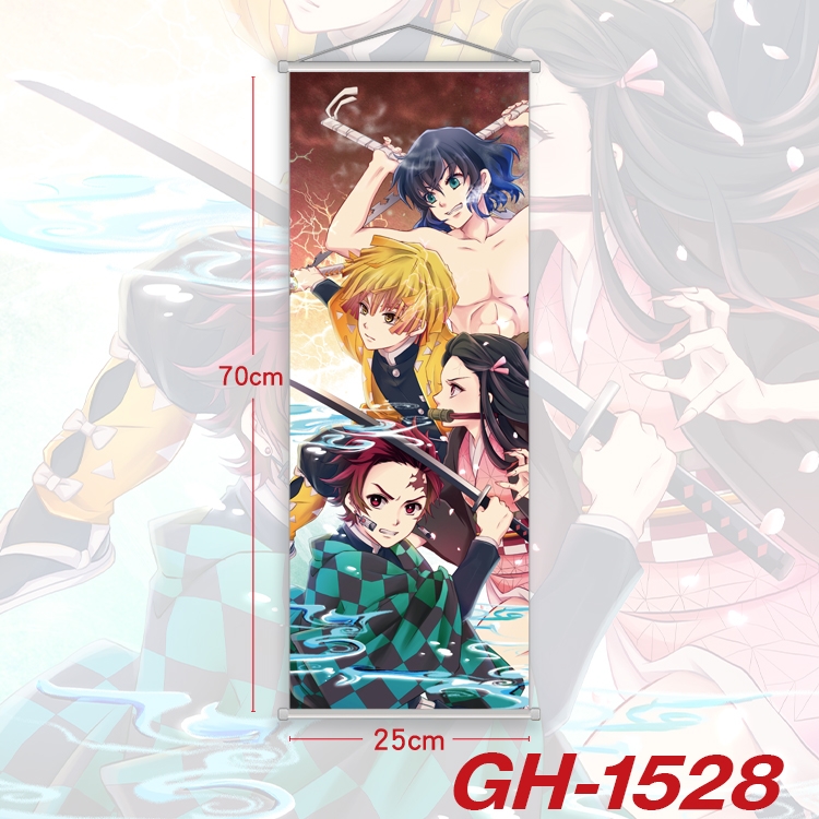 Demon Slayer Kimets Plastic Rod Cloth Small Hanging Canvas Painting Wall Scroll 25x70cm price for 5 pcs GH-1528A