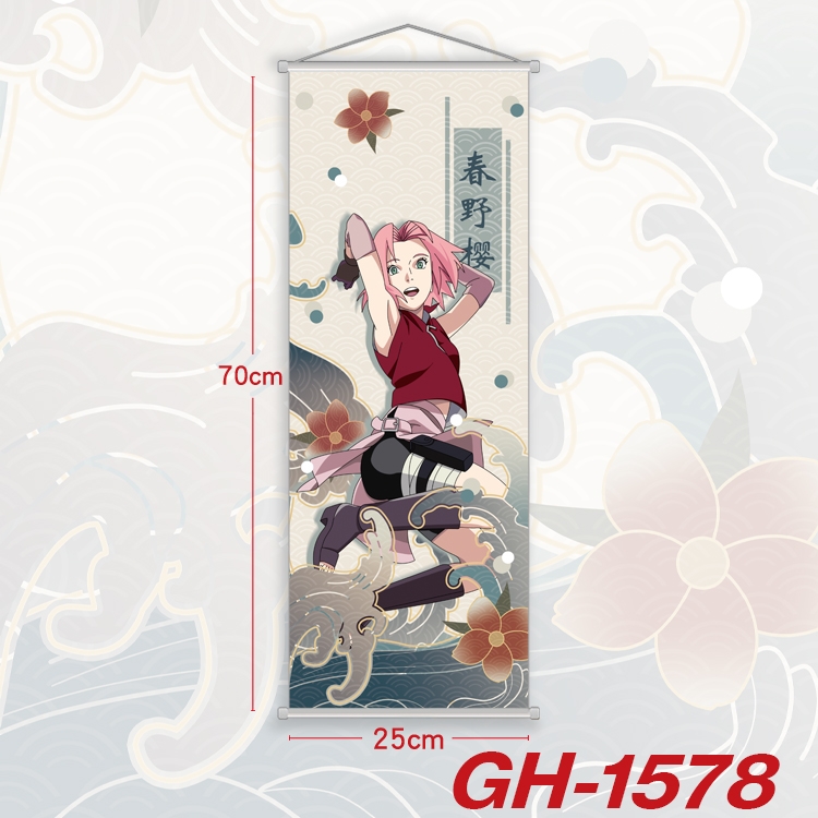 Naruto Plastic Rod Cloth Small Hanging Canvas Painting Wall Scroll 25x70cm price for 5 pcs GH-1578A